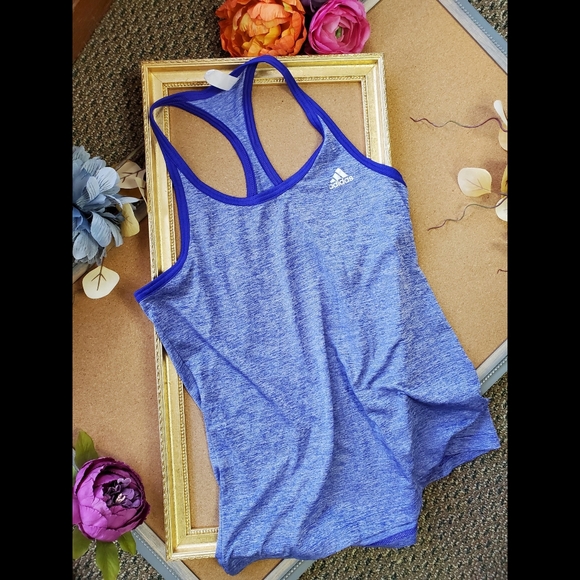 💪2/$15 ADAIDAS Spacedye Blue Racerback Tank - Picture 1 of 6